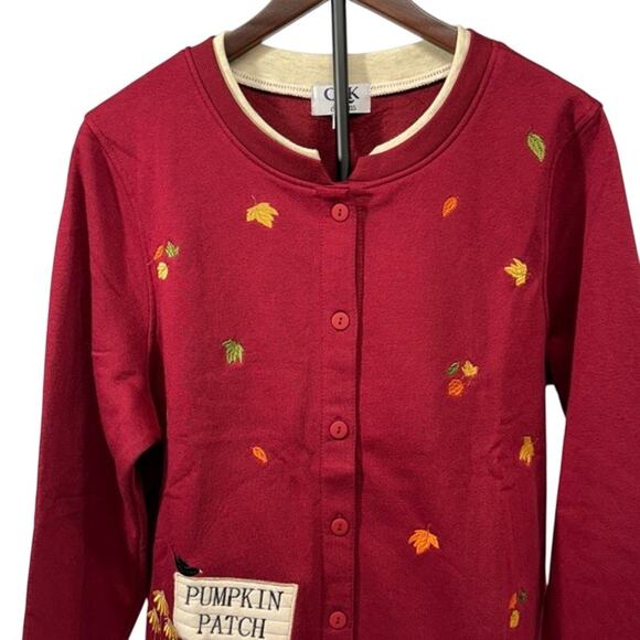 Women's New Grandma Fall Autumn‎ Thanksgiving Snap Up Sweatshirt Cardigan Size M - Picture 2 of 8